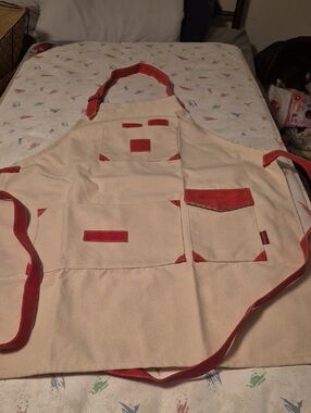 Canvas Work Apron with Red Trim - Home Kitchen